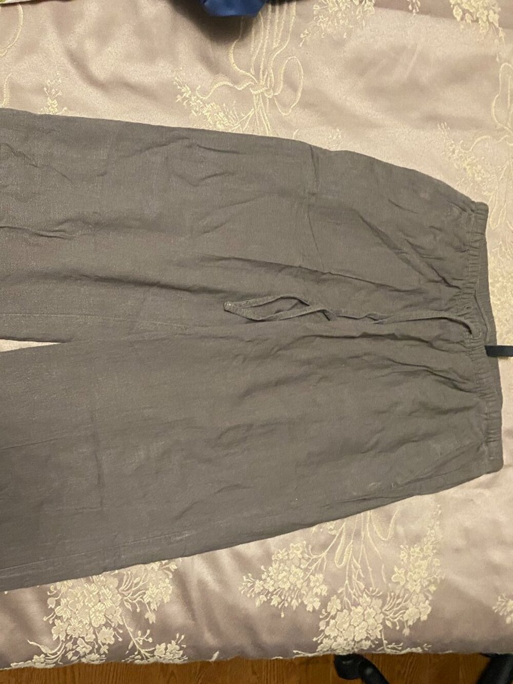 army green wide leg linen pants